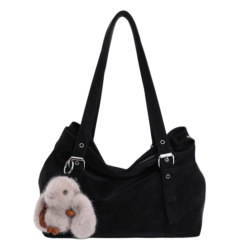 Large Capacity Suede Tote Bag For Women 2025 New Boston Bag Effortless Style Handbag Commuter Elegant Shoulder Bag - Thumbnail 8