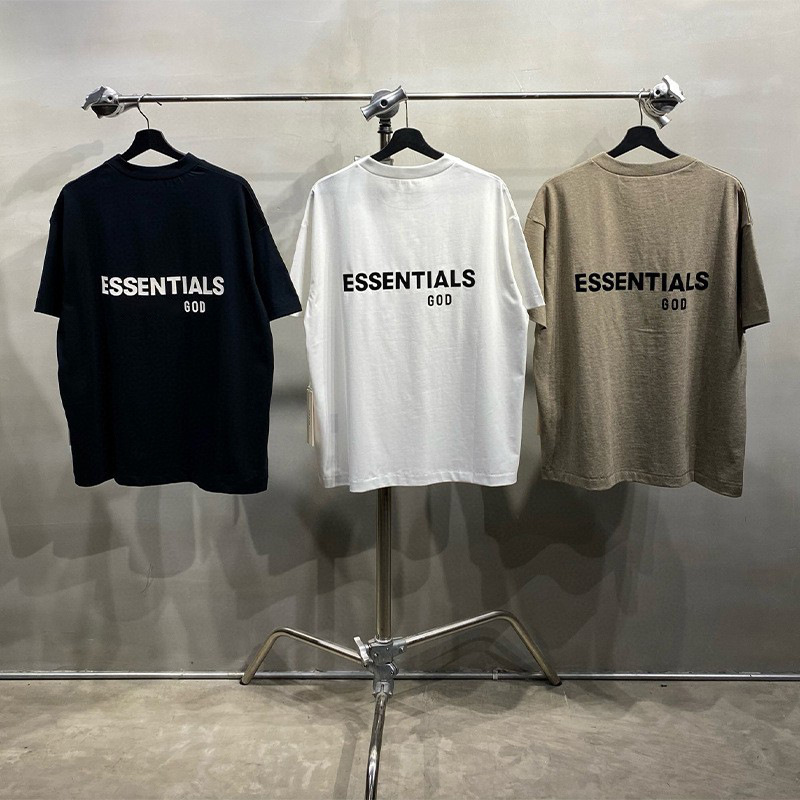 Ss25 Cross-Border Green X Version Essentials Beauty Trend Always on Series Fog Silicone Letter Short-Sleeved T-Shirt for Men Ss25 Cross-Border Green X Version Essentials Beauty Trend Always on Series Fog Silicone Letter Short-Sleeved T-Shirt for Men