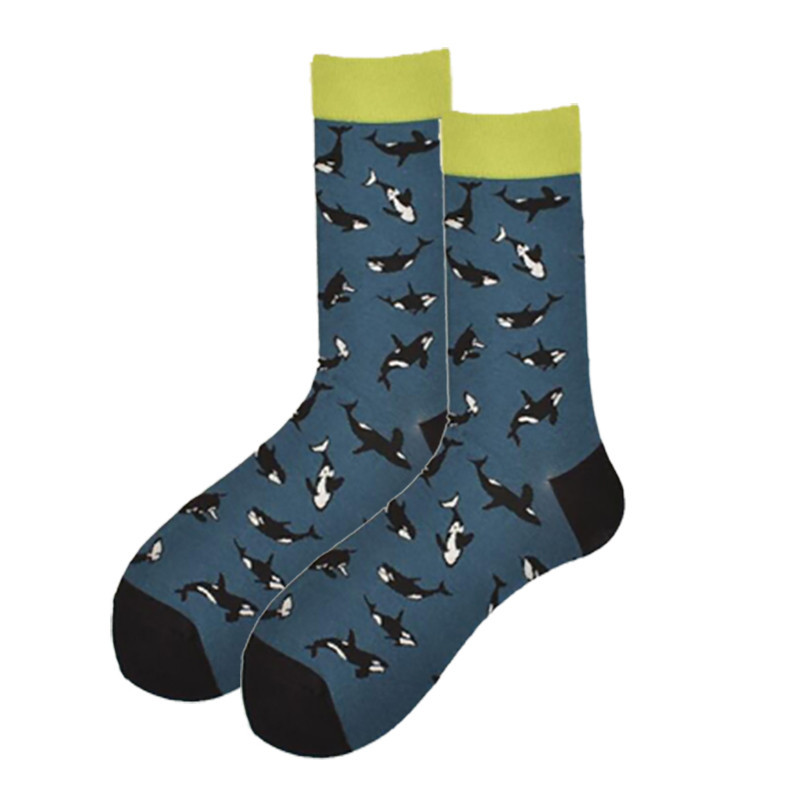 Popular Primavera, Otoño e Invierno moda media pantorrilla jacquard calcetines moda dibujos animados animal comida geométrica rayas fabricante