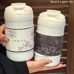 ins高顏值便攜耐高溫雙飲水杯新款小眾簡約卡通吸管杯氣質保溫杯