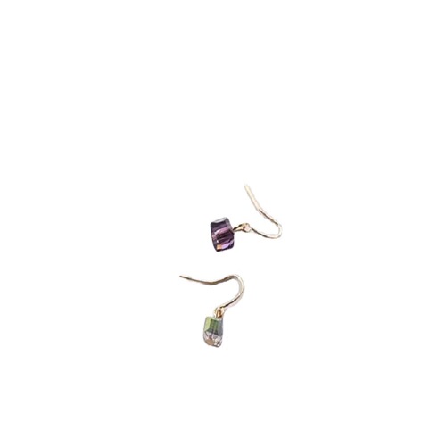 European and American minimalist retro fashion water cube square glass mini sugar cube sweet simple earrings earrings