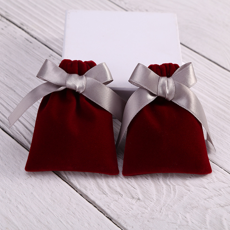 15g Weight Jewelry Packaging Bags Classification 1 Piece Quantity Indoor, Daily Occasion Flannel Material Bow Knot Pattern Cute, Simple Style Style Cute Simple Style Bow Knot Flannel Jewelry Packaging Bags 6