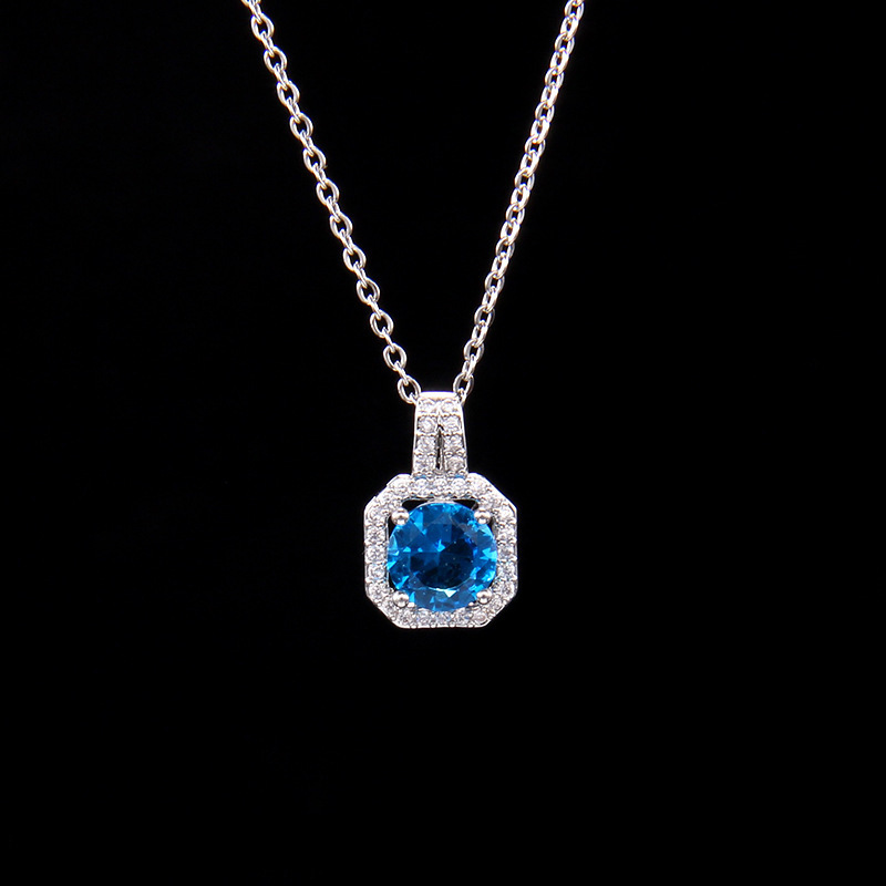 Ocean Blue Square Diamond (Single Pendant)
