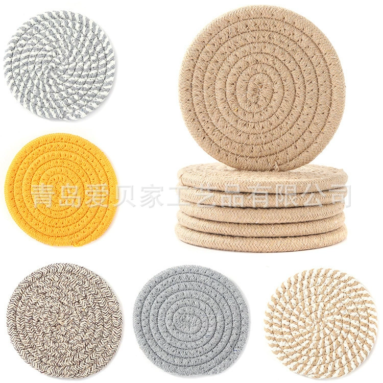 Amazon хлопчатобумажная веревка салфетки тканые салфетки изолированные стеклянные подставки костюм кастрюли прямые продажи с фабрики