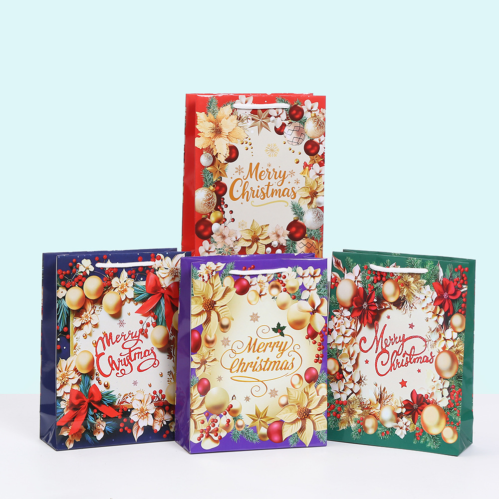 卡通圣诞印花手提袋圣诞礼物包装袋送礼礼品袋糖果礼物袋子批发