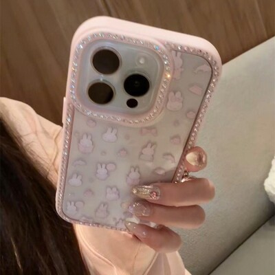 Творческий точечный алмаз Миффи кролик подходит для iPhone17 твердый корпус 16promax12 твердый корпус милый iPhone1513 порошок
