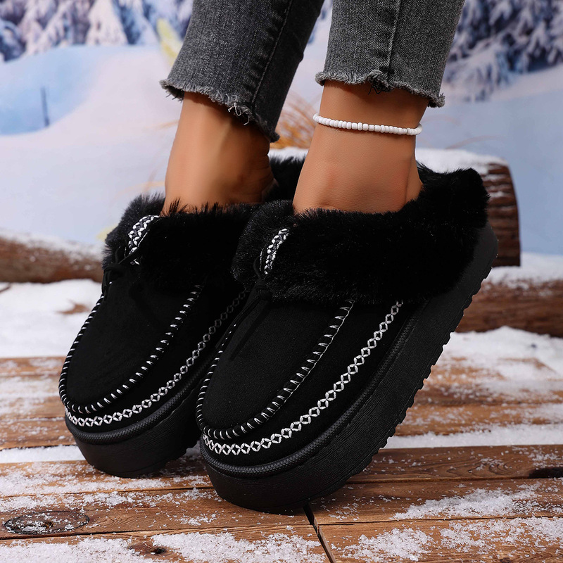 All-Inclusive Cotton Slippers for Women, Winter Fleece-Lined, Thick-Soled, Non-Slip, Outdoor Wear, Warm Plush Snow Boots, 2025 New Model