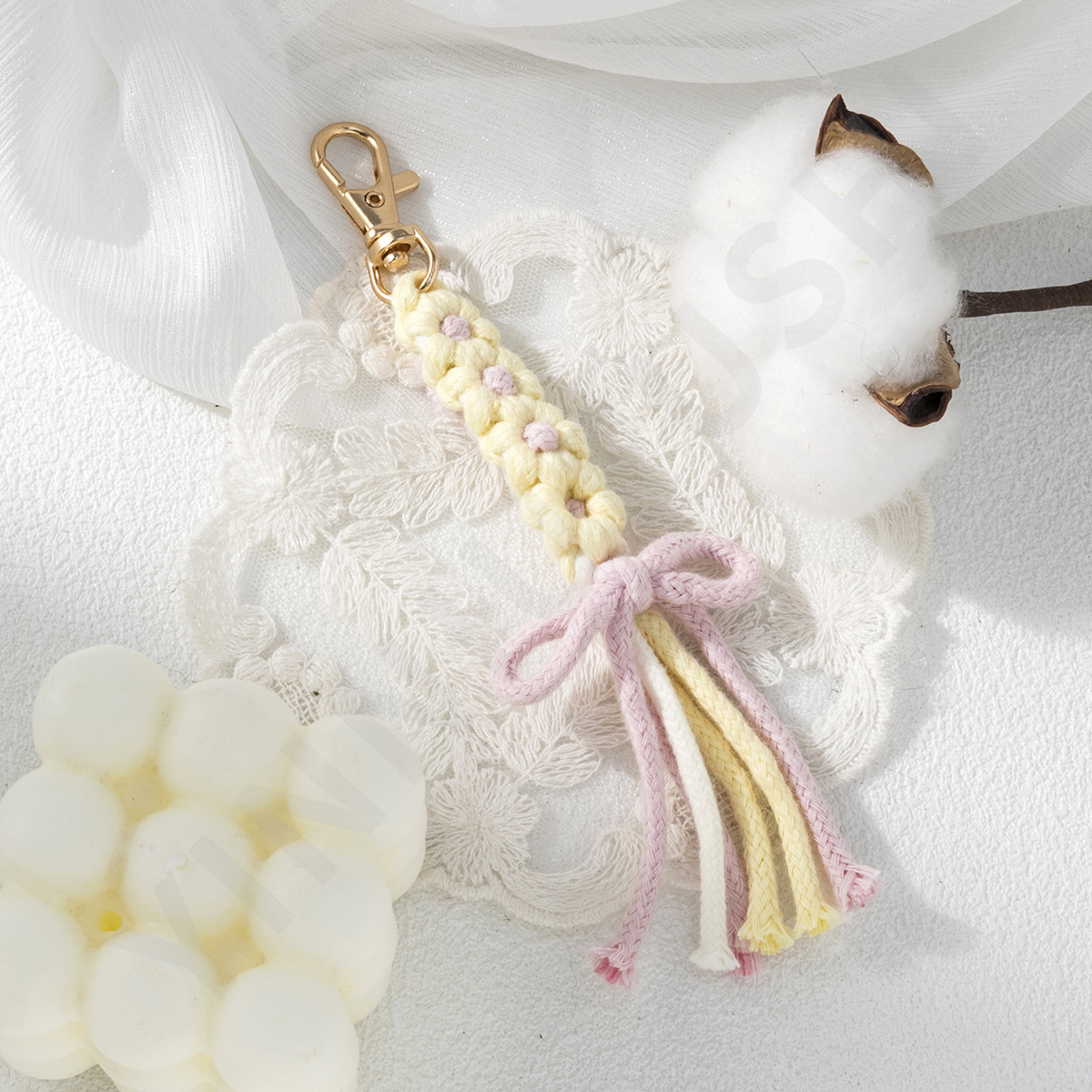 12g Weight Bag Pendant, Keychain Classification 1 Piece Quantity Casual, Daily Occasion Pure cotton Material Bow Knot Pattern Women's Gender Cute, Modern Style Style Cute Modern Style Bow Knot Pure Cotton Women's Bag Pendant Keychain 8