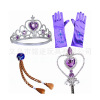 Set for princess, blue gloves with pigtail, children's magic wand, with snowflakes, 4 piece set