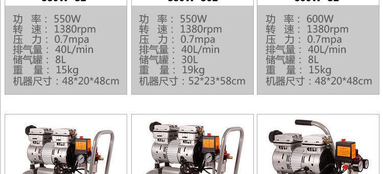 Air Compressor, Small Air Pump, Air Compressor for Woodworking, Paint Spray Pump, Silent Oil-Free Air Compressor