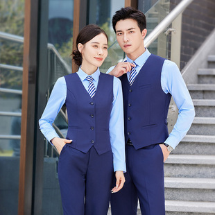 Autumn Fashion Men's and Women's Royal Blue Vest Professional suit Work Business Dress Work Clothes Best Man's Clothing Vest