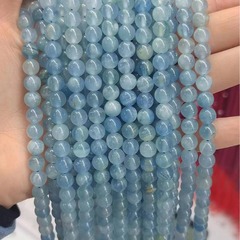 天然特級純青方解石円珠青力仕散珠半製品diyアクセサリー部品
