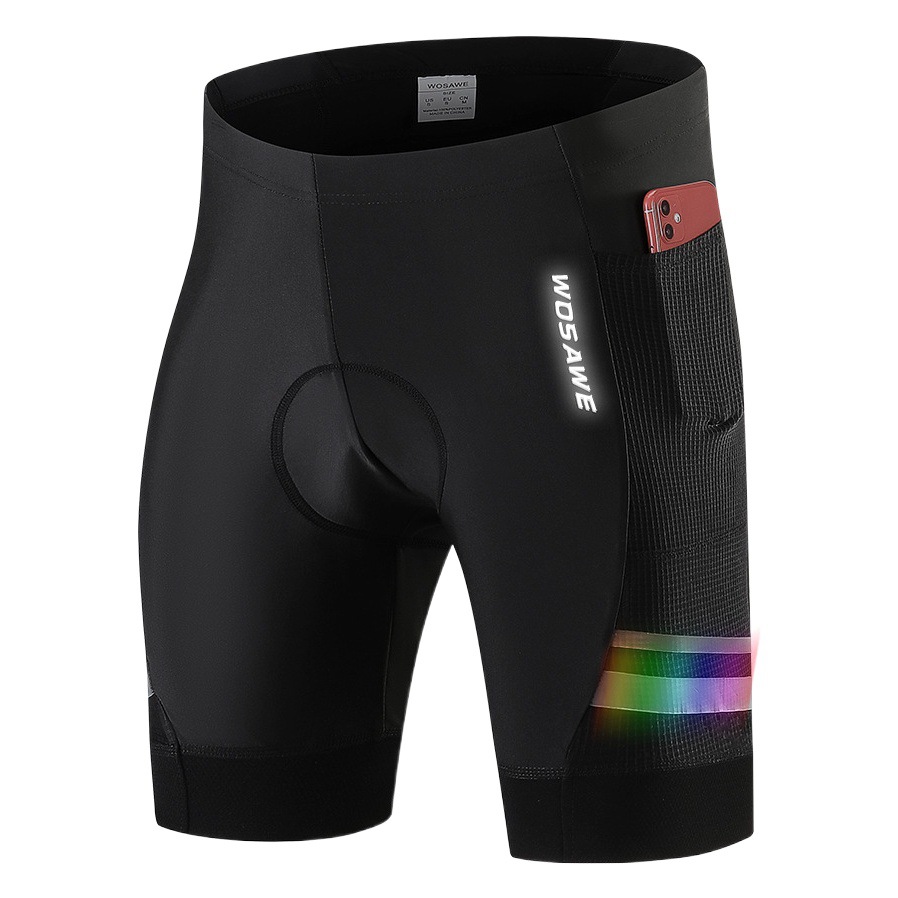 WOSAWE Men's Cycling Pants Silicone Cushion Colorful Reflective Sports Stretch Road Bike Anti-Slip Leggings