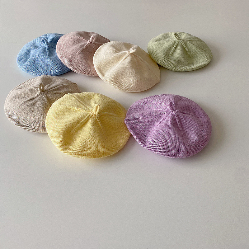 Bebé otoño crema boina color sólido sombrero de punto bebé estilo occidental pintor sombrero niños y niñas todo partido sombrero