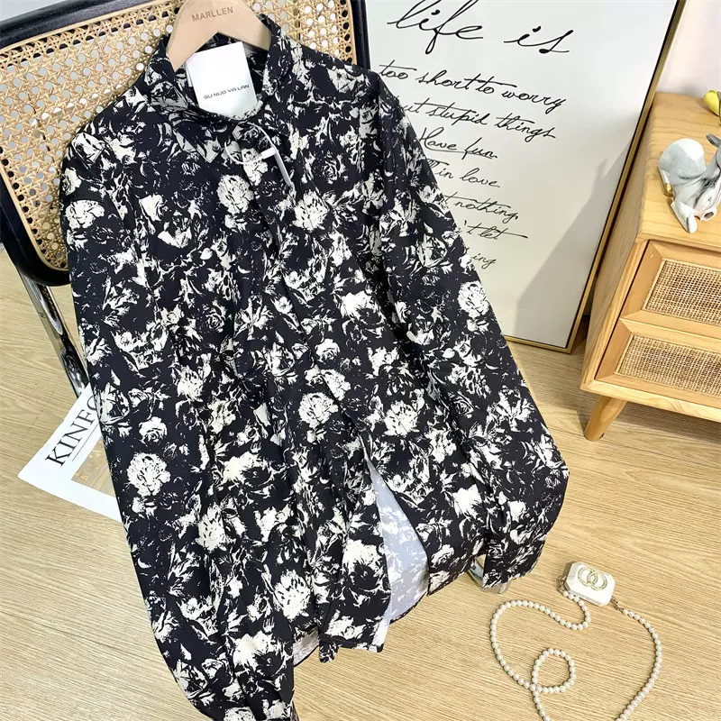 现货Eewe   女孩儿 娘帅调调花色衬衫 私服优雅时尚气质新潮