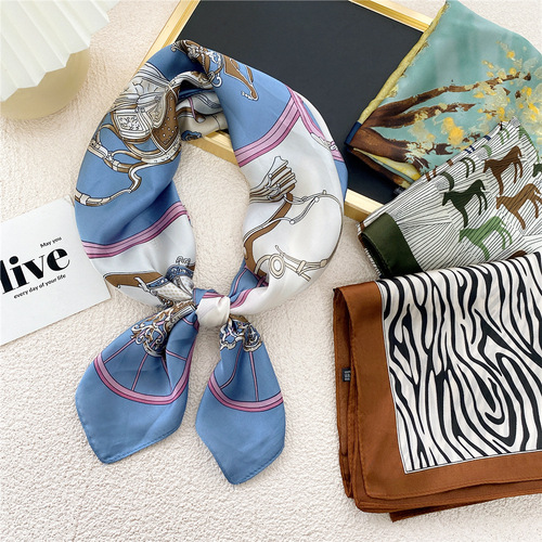 70 Scarves Small Square Women Spring Summer Autumn Thin Fashion Korean Version Elegant Charming Professional Air Hostess Small Collar Scarf Head Scarf