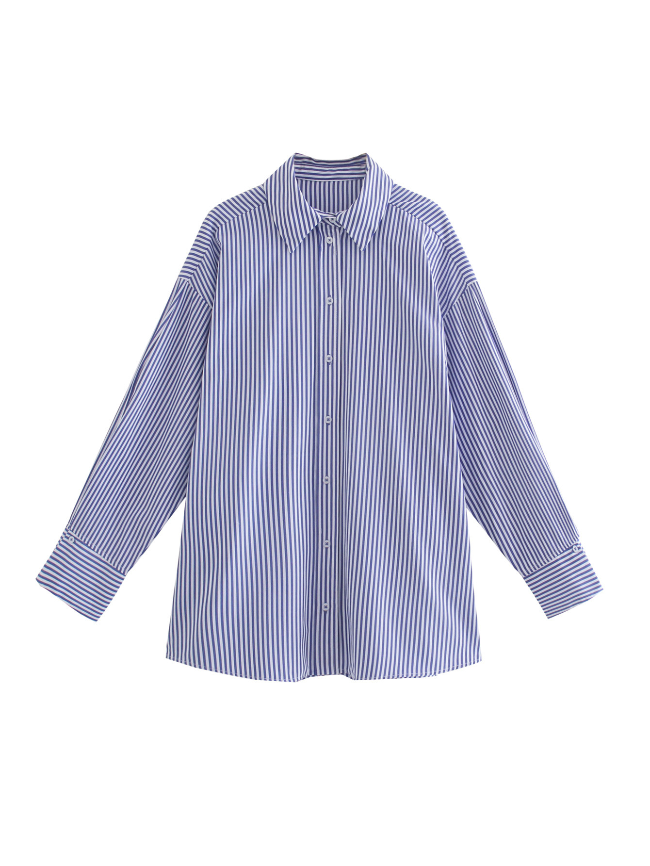 loose back split vertical striped poplin shirt Nihaostyles wholesale clothing vendor NSAM74130