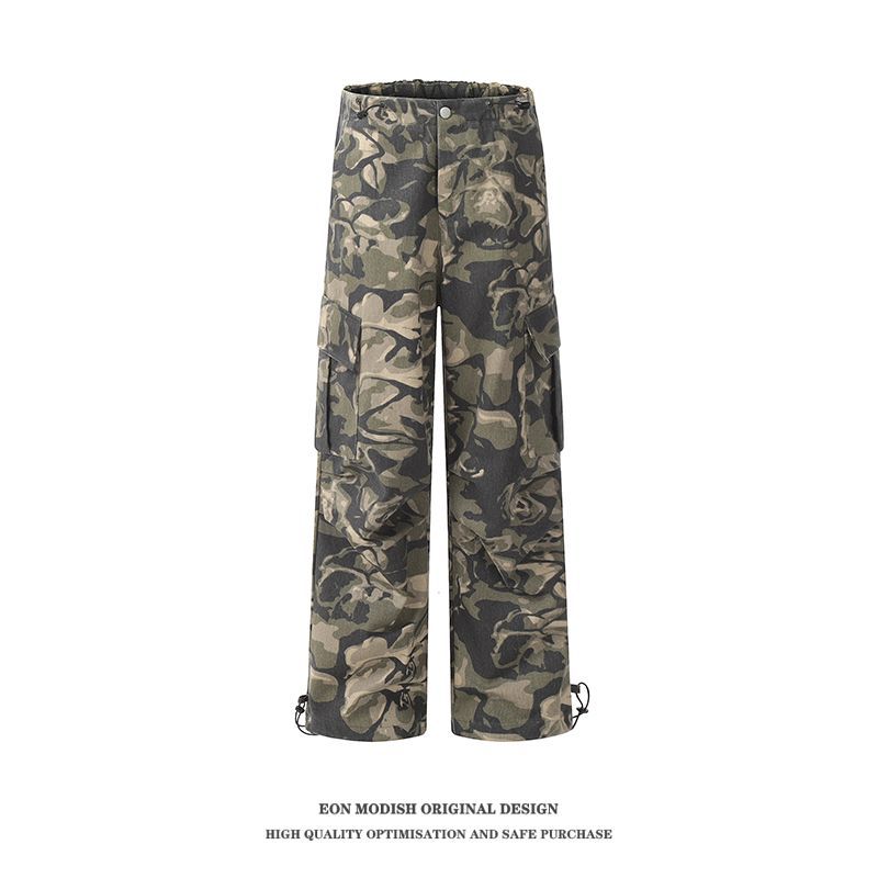 YON MODISH Herren 2024 Herbst Neues Produkt Hochwertige Camouflage Arbeitskleidung Taschen Freizeithose_voghion.com