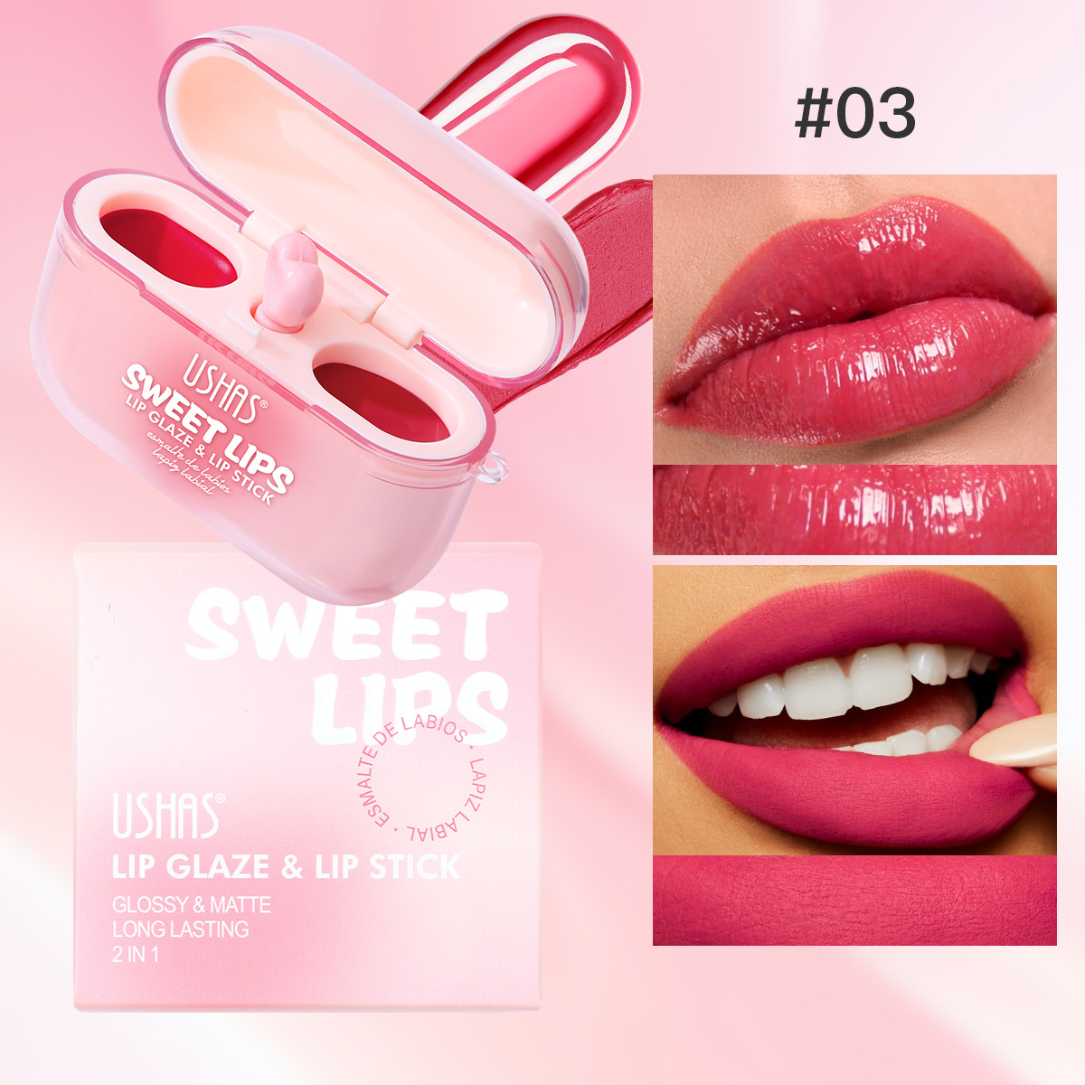 Rubor USHAS, éxito de ventas en Amazon, resistente al agua y de larga duración, UC104, rubor para auriculares con embalaje