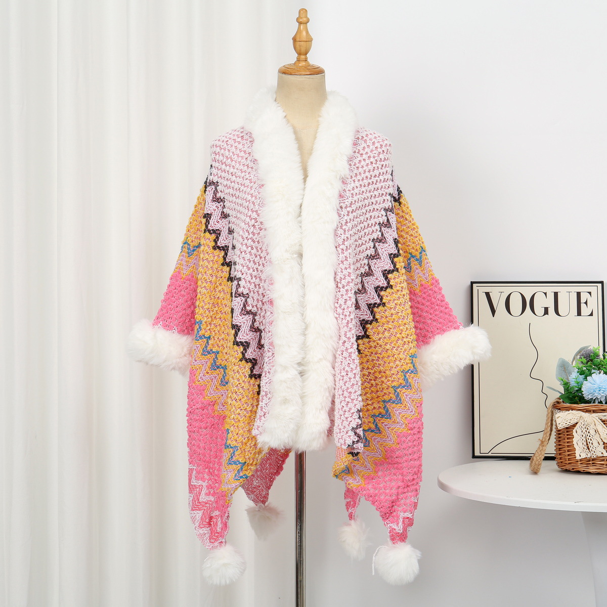 Fur collar white card powder