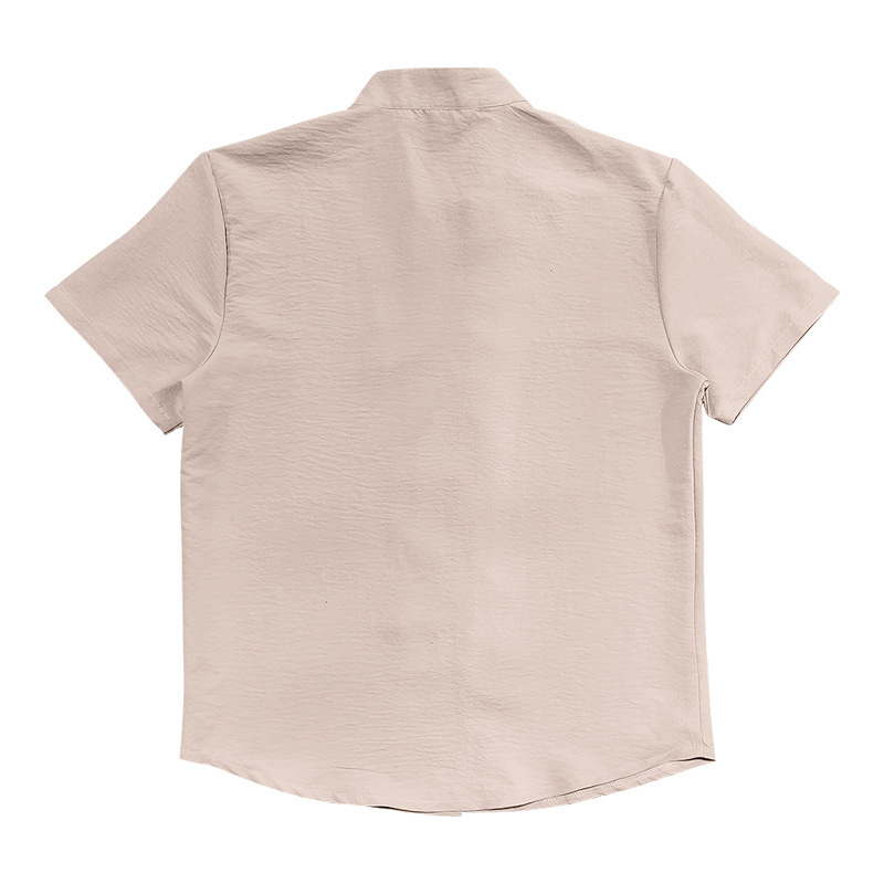 Camicia in lino da uomo con collo alla coreana e bottoni_voghion.com