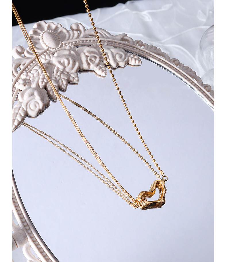 Nihaojewelry Jewelry Wholesale Irregular Peach Heart Pendant Titanium Steel Necklace display picture 7