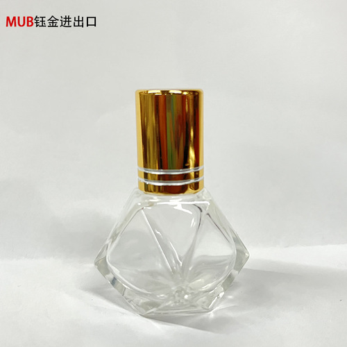 8ml massage roller ball essential oil bottle, five-pointed star rolling ball diamond transparent glass perfume bottle sample packaging cosmetics