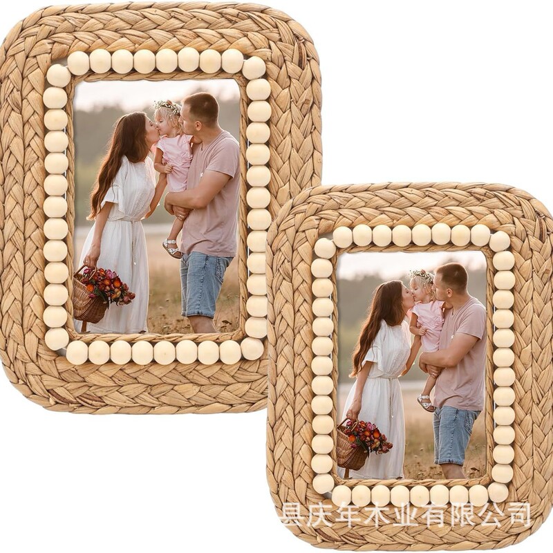 Vintage Bohemian-style photo frame for the living room entrance, commemorative ornament, handmade rattan photo frame, desktop decorative photo frame Vintage Bohemian-style photo frame for the living room entrance, commemorative ornament, handmade rattan photo frame, desktop decorative photo frame