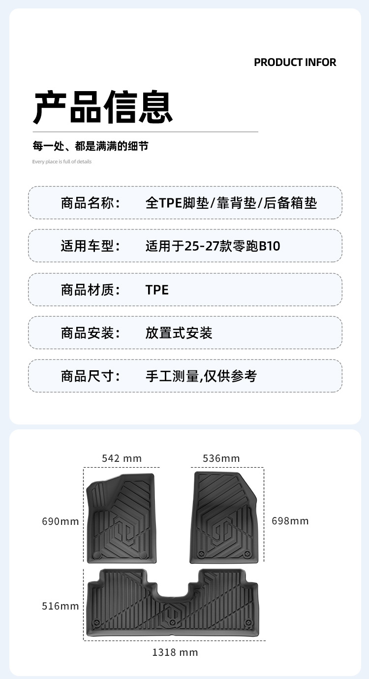 Suitable for 25-27 Models of Leapmotor B10 Car Floor Mats, Eco-Friendly Full Tpe Floor Mats, Trunk Mat, Eco-Friendly Seat Backrest