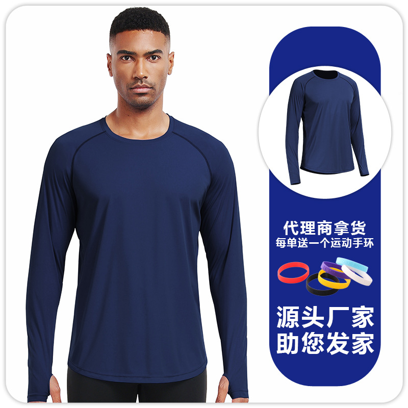 B5017 hombre de mangas largas correr yoga ropa de fitness transpirable sudor de pesca chaqueta de protección solar al aire libre