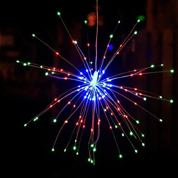 Factory direct solar fireworks hanging led lights with strip lights wholesale copper wire night light stall
