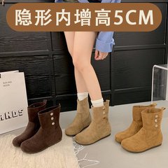 牛皮版~复古两穿磨砂皮骑士靴女简约休闲粗跟外穿沙漠褶皱堆堆靴