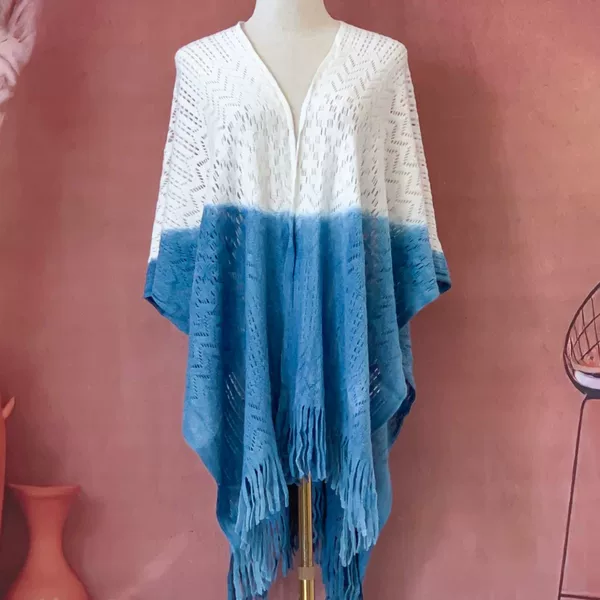 Dali Tie-Dye Women's Knitted Shawl Autumn New Ethnic Style Tassel Artistic Temperament Split Shawl