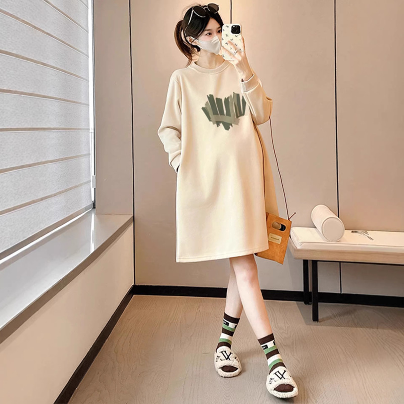 Maternity Dress 2026 Spring and Autumn Fashion Stylish Casual Plus Size Sweatshirt Dress That Hides the Belly Without Revealing Pregnancy Maternity Dress 2026 Spring and Autumn Fashion Stylish Casual Plus Size Sweatshirt Dress That Hides the Belly Without Revealing Pregnancy