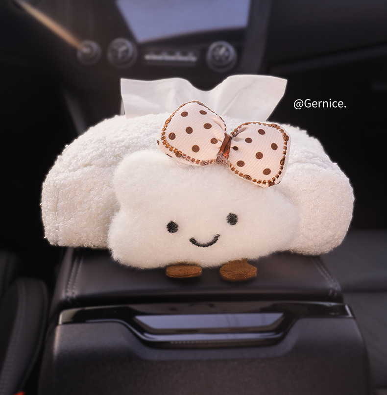 2025 new car tissue box car armrest tissue bag seat car tissue bag cloud women's cute