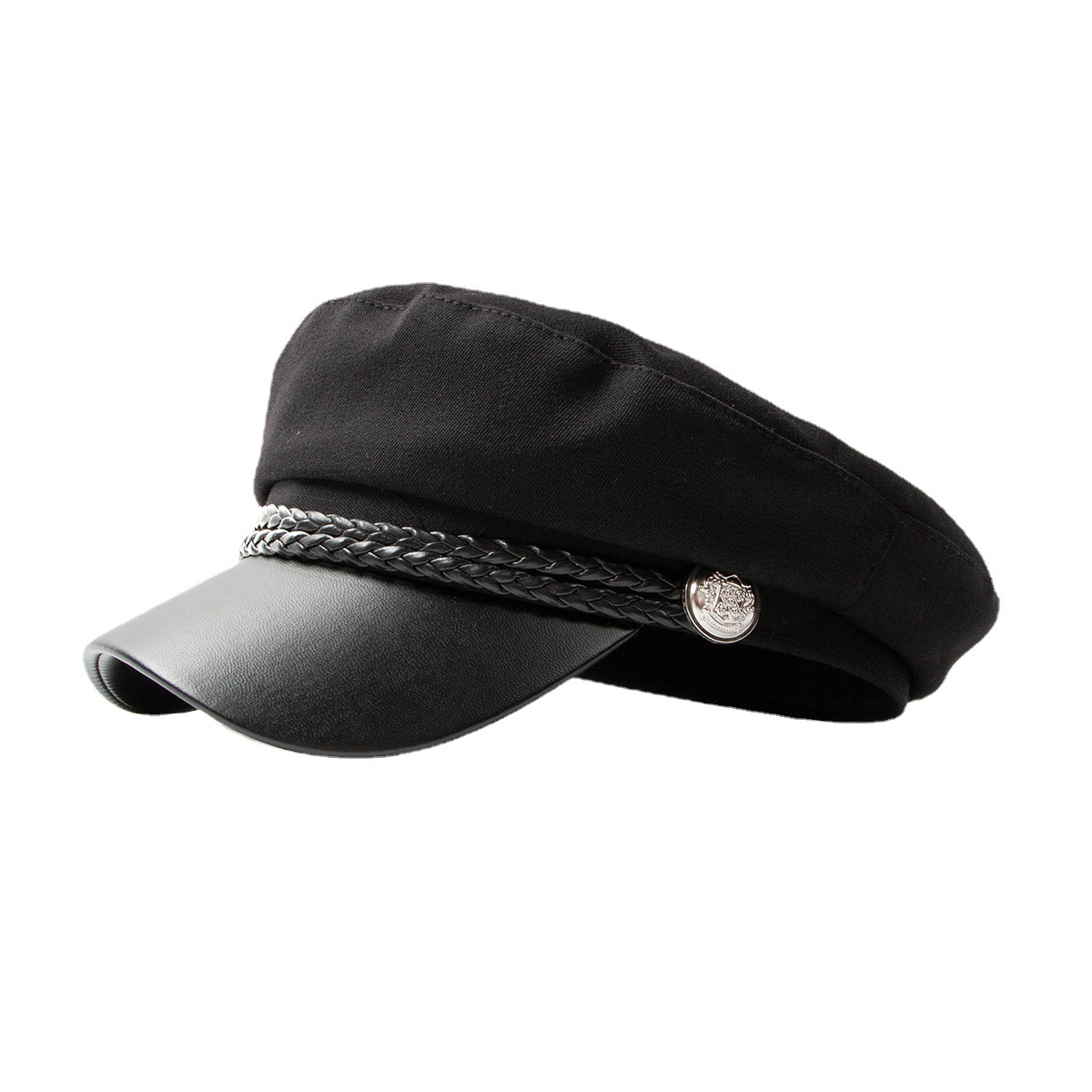 Cross-Border Autumn and Winter Woolen Beret Hat for Women, Casual Versatile Sailor Hat, British Retro Flat-Top Cap, Trendy