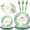 Oh baby new pattern goods in stock Grass green baby shower children birthday Tray paper cup tissue Knife and fork