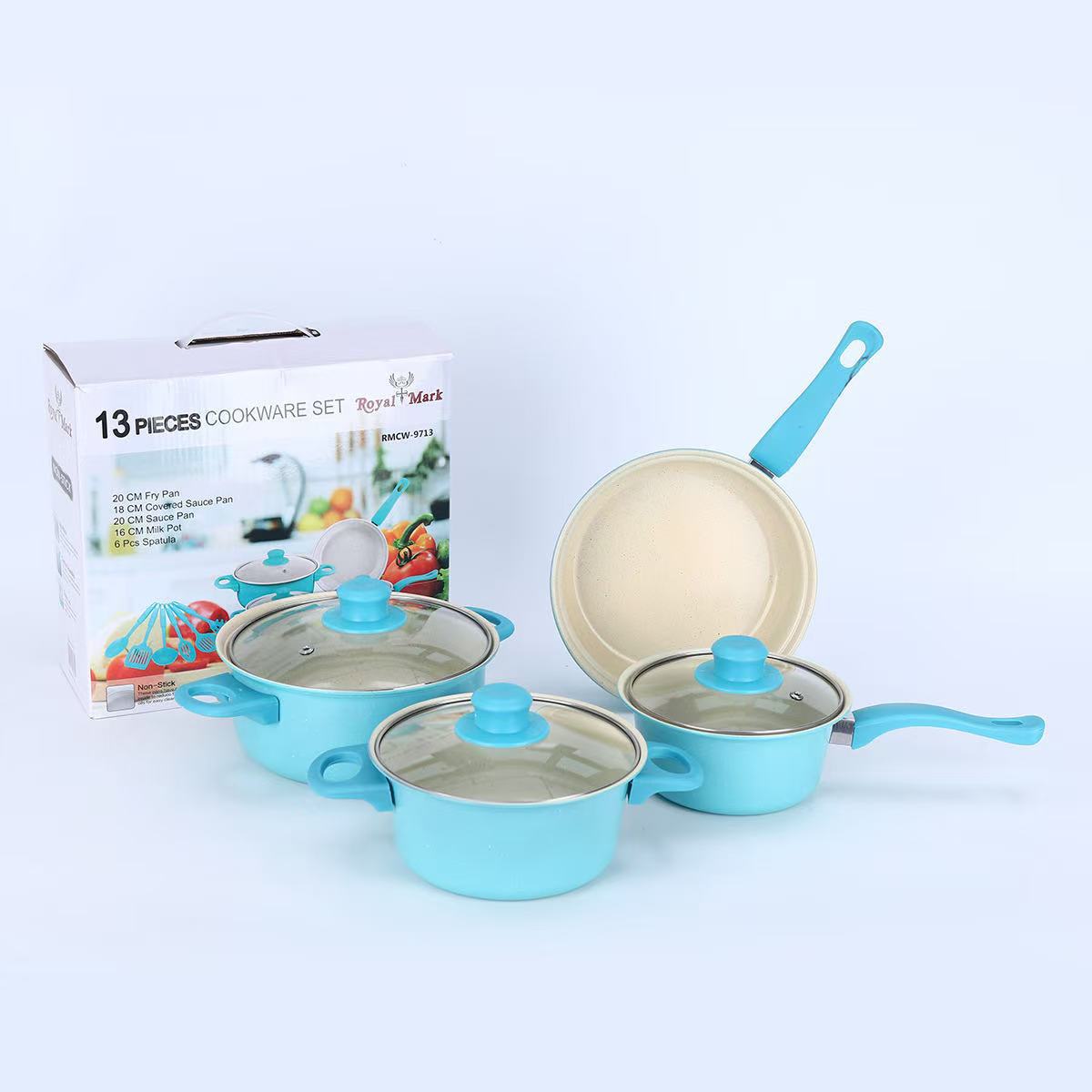 Exportación de comercio exterior hogar 13 conjuntos antiadherentes de polímero multicolor Inglés caja de regalo de color neutro