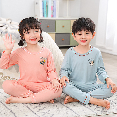 23 new summer children's home clothes for boys and girls, Icelandic cotton pajamas set, big children's stretch home clothes