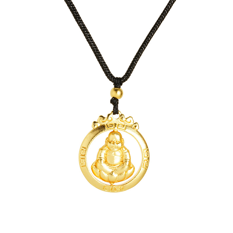 Antiguo collar de Buda giratorio Vietnam chapado en oro vintage joyería auspicioso Lotus colgante suministro directo fábrica