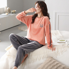 2023睡衣女士秋冬季加厚加绒保暖海岛绒珊瑚绒家居服套装加厚保暖