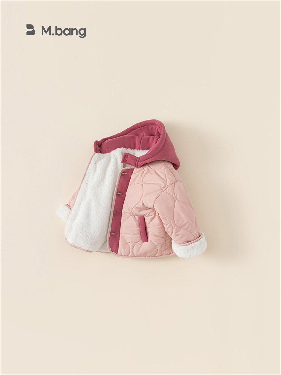 Youbao Ropa Infantil Chaqueta de Algodón de Invierno Nuevo Estilo Coreano Abrigo de Algodón Grueso con Bloques de Color para Niñas Elegante DY23127