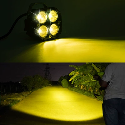 Cross-Border Led Spotlight High-Brightness External Head Electric Motorcycle Spotlight Modified Four-Leaf Clover 3inch Work Headlight (Motorcycle headlights, headlights) - four-leaf-clover-lamp-cup-model-pressed-casting-cover-yellow-light