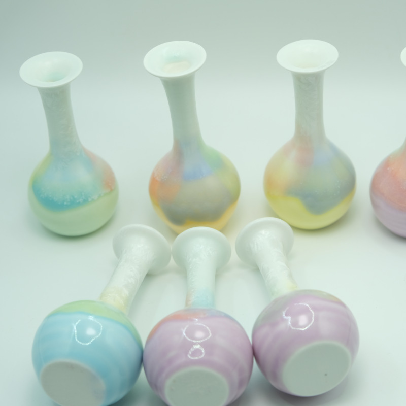 結晶釉薬陶磁器ミニ花瓶高級感水培花挿し装飾品机客間デスクトップ芸術装飾品|undefined