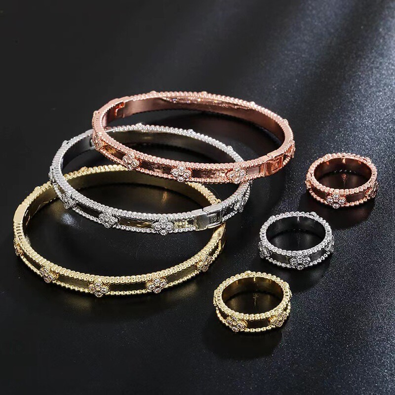 Van Gogh Version V Gold Kaleidoscope Bracelet 18K Rose Gold Wide Version Narrow Version Bracelet Full of Stars Factory Live Supply