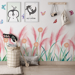 旅康CH39055AB蝴蝶蘆葦花房間客廳背景牆裝飾畫家居自粘牆貼壁紙