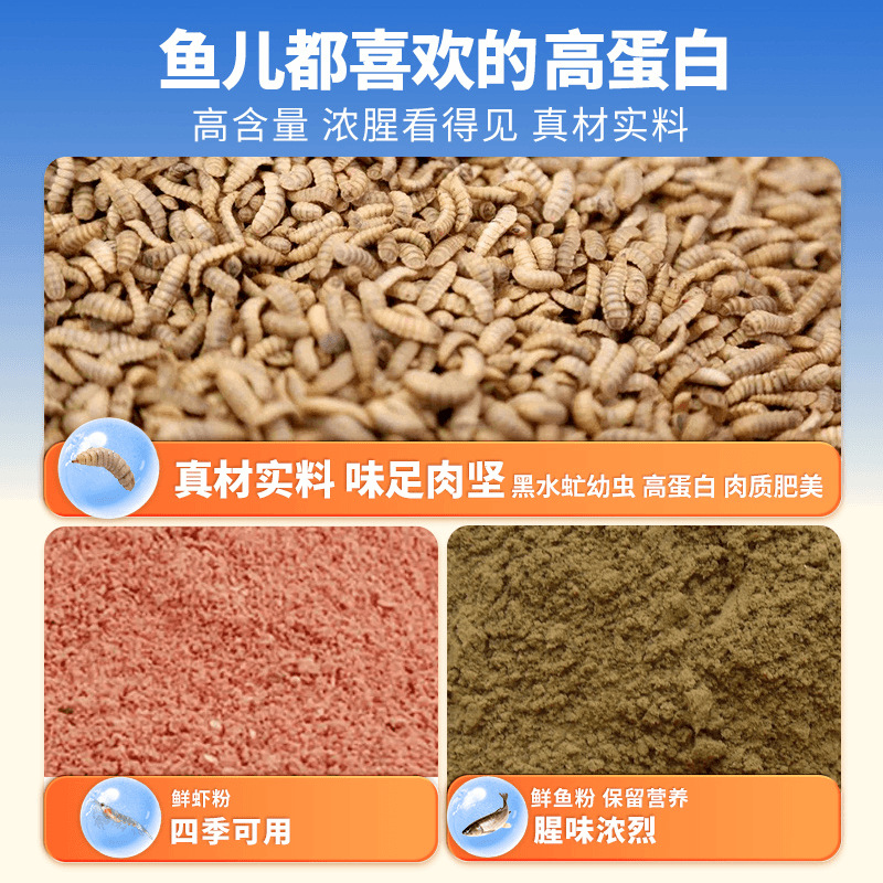 Fishing King Crazy Fishing Four Seasons Pez salvaje con proteínas de péptidos pequeños para carpa cruciana y carpa Modelo 2024, un paquete para carpa cruciana grande y carpa grande.