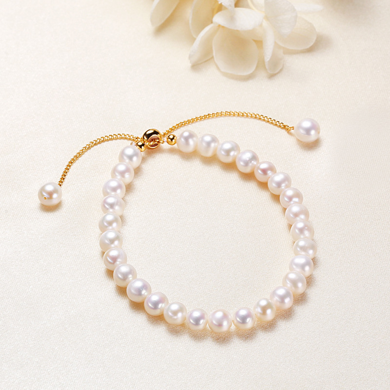 Suministro directo de pequeñas joyas, cuentas, puesto, fuente de pulsera de perlas, pulsera de perlas, pulsera de perlas de agua dulce barroca, mujer
