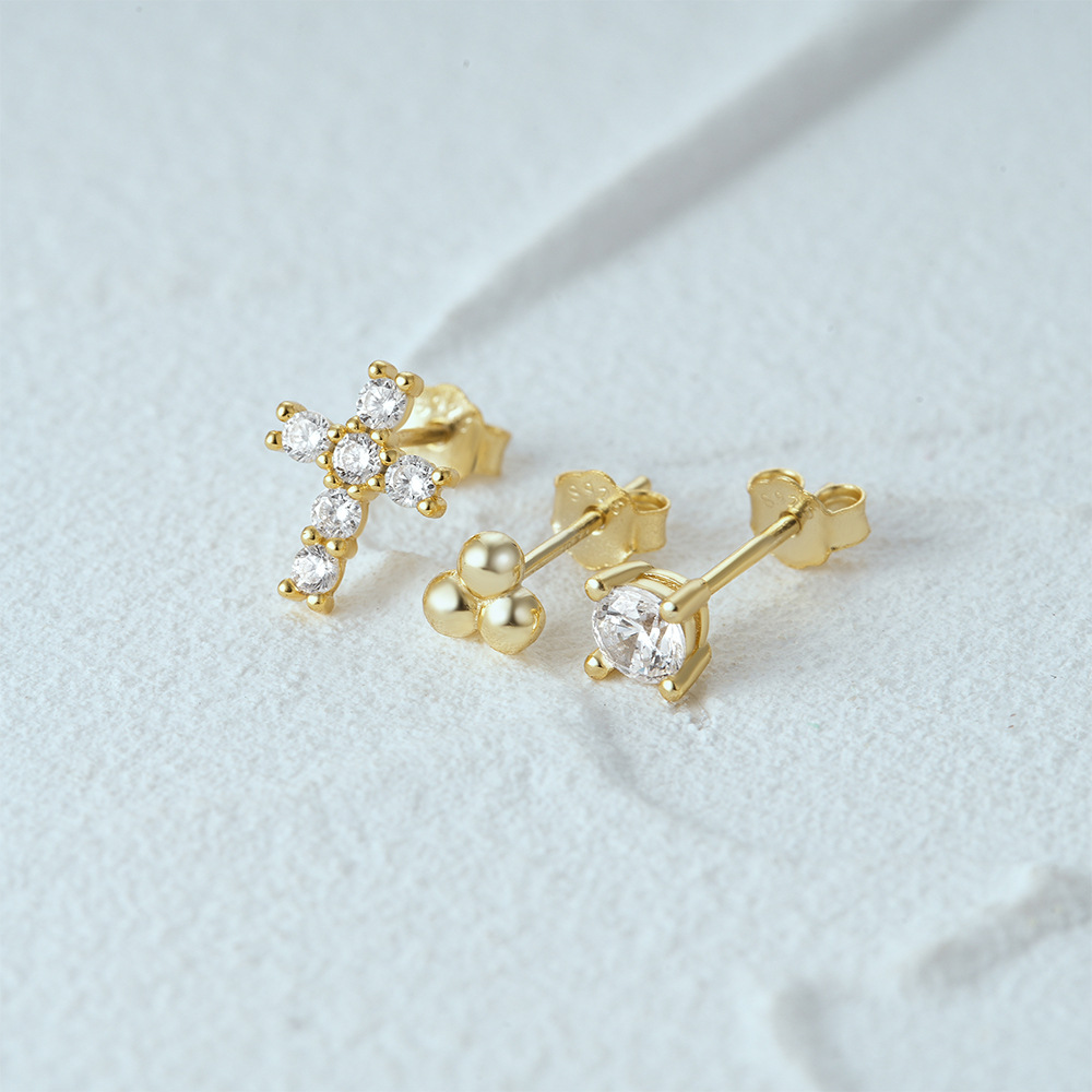 3g Weight Ear Studs Classification 1 Set Quantity Daily Occasion 925 Sterling Silver Material Star, Butterfly Pattern Women's Gender Plating Design Simple Style Style 1 Set 925 Sterling Silver Star Butterfly Ear Studs 34