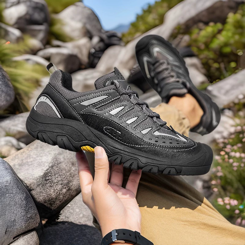 Нескользящая походная обувь большого размера для мужчин, повседневная спортивная обувь для улицы, мужская походная обувь на толстой подошве с низким вырезом на шнуровке
